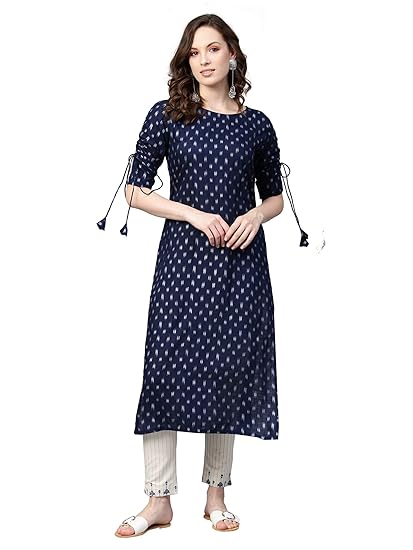 Women's Rayon Straight Kurtas (Blue)