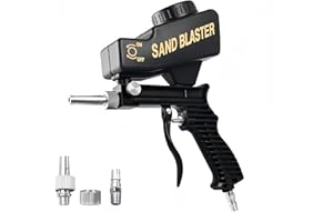JASEVEN New Portable Anti-slip Handheld Sand Gun Blaster Air Compressor Speed Sand Blasting 1/4 inches, Thickened Galvanized Nozzle for Rust, Oil, and Impurities Removal, Black