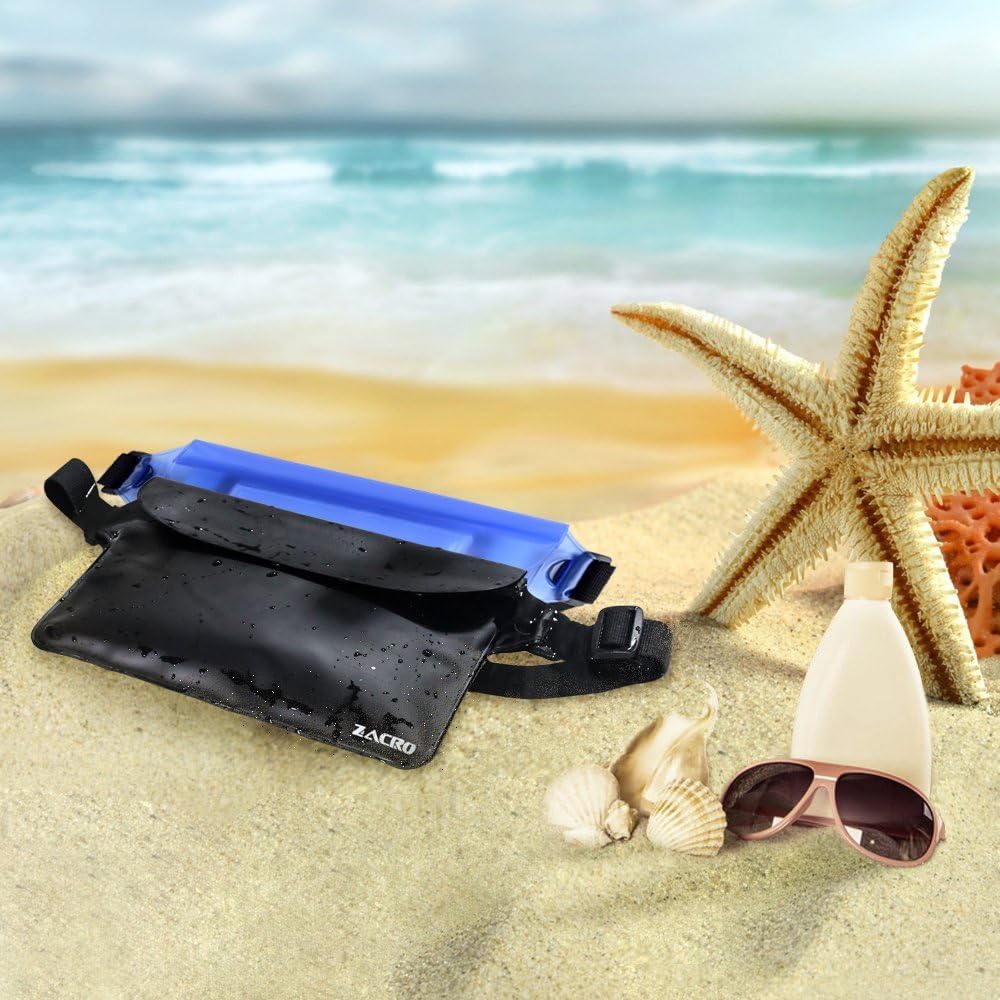 Zacro Waterproof Pouch Bag with Waist Strap (2 Pack) for Beach IP68 Waterproof Waist Bag Dry Bag with Adjustable Belt for Swimming Boating - Image 4