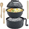 Lshfwn 33oz Microwave Ramen Cooker,Ramen Bowl Set,Instant Noodles Bowl with Chopsticks,Rapid Ramen Cooker with Handles for College Dorm Room Apartment Essentials Dishwasher-Safe,Black