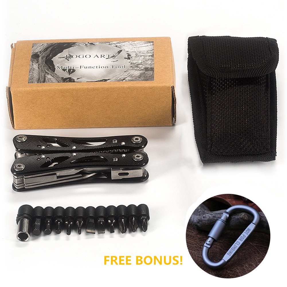 Bogo Arty 13-in-1 Folding Multi Function Plier Kits Stainless Steel Knife Tool with Screwdriver Set