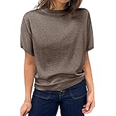Saodimallsu Women's Short Sleeve Crew Neck Knit Pullover Sweater