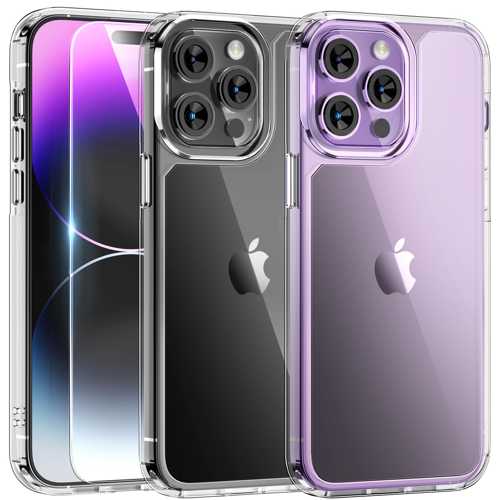 TAURI Clear for iPhone 14 Pro Max Case, and HD Screen Protector, [Not-Yellowing] [12 FT Grade Protection] Shockproof Phone Case for iPhone 14 Pro Max 6.7 inch — image 1