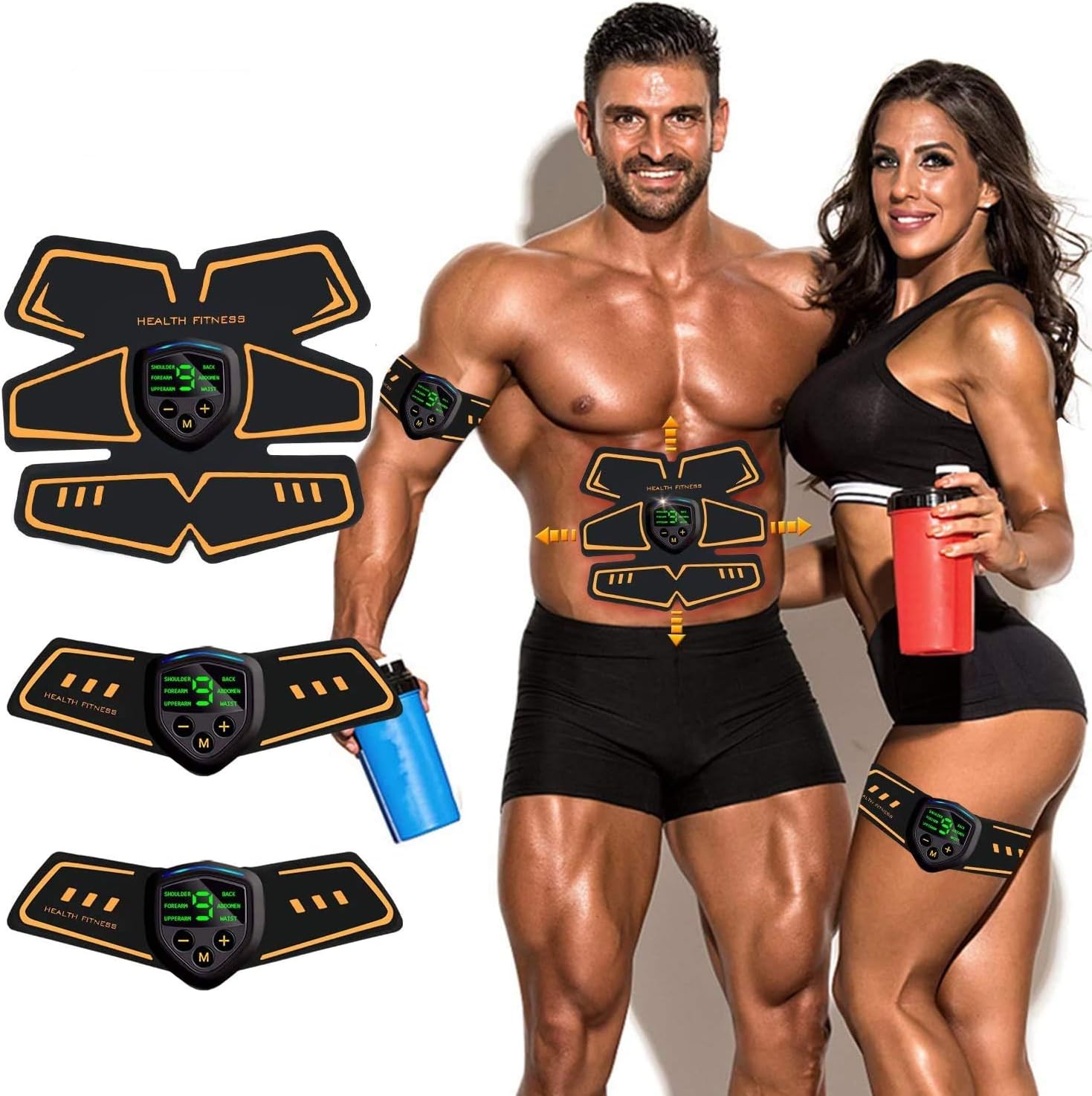 UMATE ABS Stimulator Abs Trainer,EMS Muscle Toner Stimulator,USB Rechargeable LCD Display Abdominal Trainers,Wireless Portable Workout Gear with 10 Modes & 20 Levels for Men Women