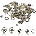 BIHRTC 100 Gram Steampunk Gear Charms for Crafting Bracelets Jewelry Making