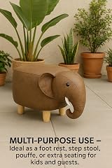 Muddy Hands Elephant Foot Rest Stool - Kids' Ottoman with Wooden Legs view 3