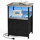 Fixwal Night Stand with Charging Station, LED