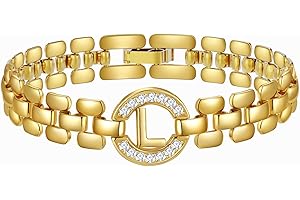 WEDDINEN Initial Bracelets for Women, 14K Gold Plated Letter A-Z Bracelets with Diamonds,Thick Chain Bracelet for Women trendy Jewelry Gifts