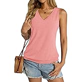 Micticsi Womens V Neck Tank Tops Sleeveless Banded Hem Shirts Loose Fit Summer Outfits Clothes 2025