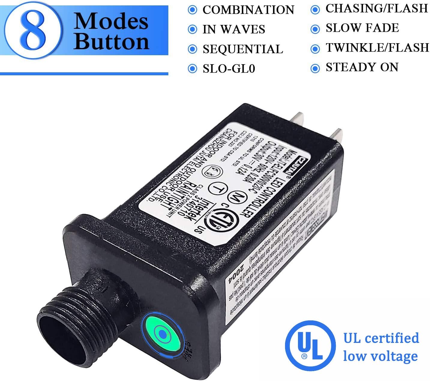 JMEXSUSS Blue Halloween String Lights Plug in 33ft 100 LED Christmas Lights 8 Modes Christmas String Lights Blue Fairy String Lights Indoor for Christmas Tree Home Party Bedroom Decoration : Garden & Outdoor