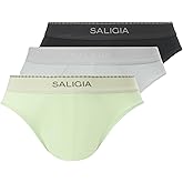 SALIGIA Men’s Briefs Sexy, Tag-Free &100s Silky-Sheen Lyocell Underwear with Supportive No-Fly Pouch 3-Pack