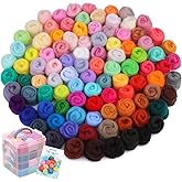 Needle Felting Kit 96 Colors Needle Felting Wool Roving Yarn Needle Felting Starter Kit with 4-Layer Transparent Storage Box 