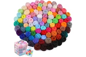Kit de feutrage à l'aiguille, 96 couleurs de laine, feutrage à l'aiguille, kit de démarrage avec boîte de rangement transpare