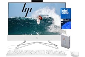 HP 22 inch All-in-One Desktop PC, 2024 Latest Model, Celeron J4025 Processor, Ultra Quite Design, FHD Display, RJ-45, HDMI, Keyboard & Mouse, WOWPC Recovery USB, Win 11 Pro (16GB RAM | 256GB SSD)