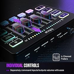 FIFINE Gaming Audio Mixer, Streaming RGB PC Mixer