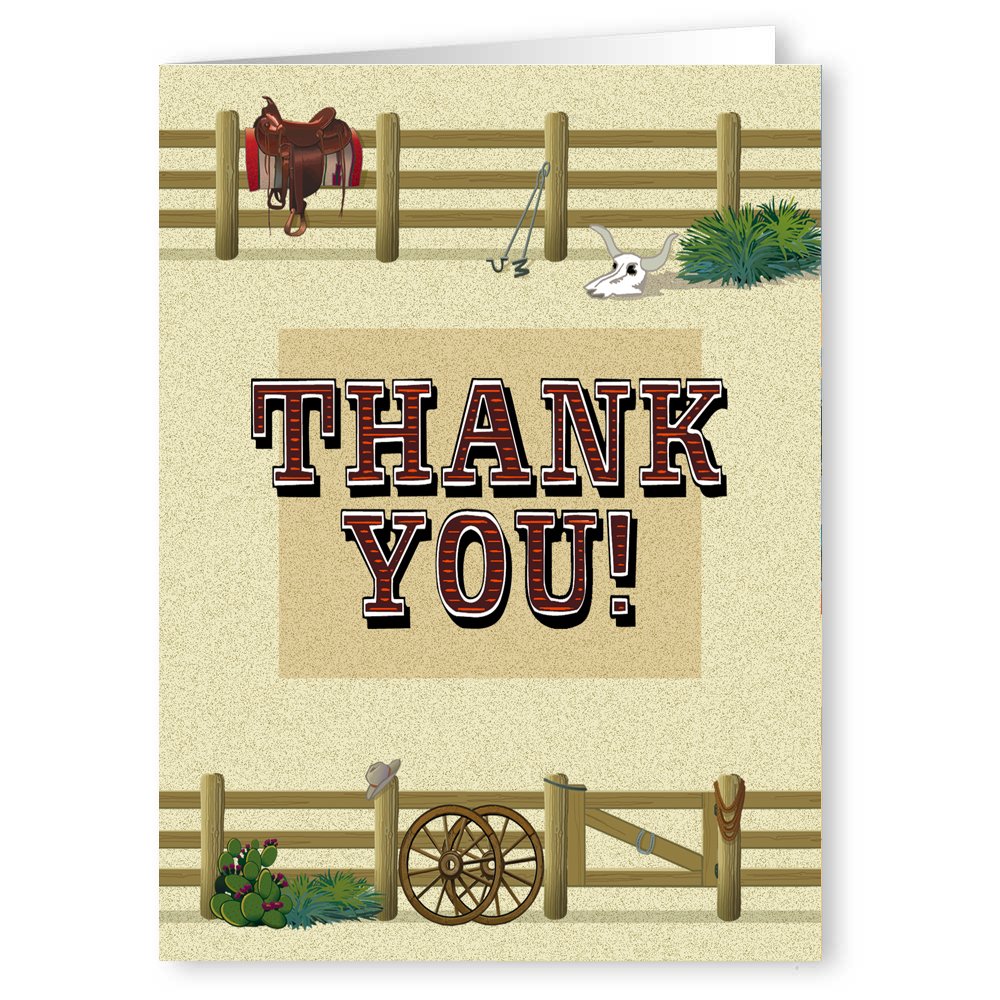 Amazon.com: 18 Boxed Cowboy Boots Western Thank You Card - Folded 4 ...