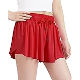 KEREDA Girls Flowy Shorts,Butterfly Shorts for Teen Girls with Spandex Liner 2-in-1 Kids Preppy Athletic Clothes