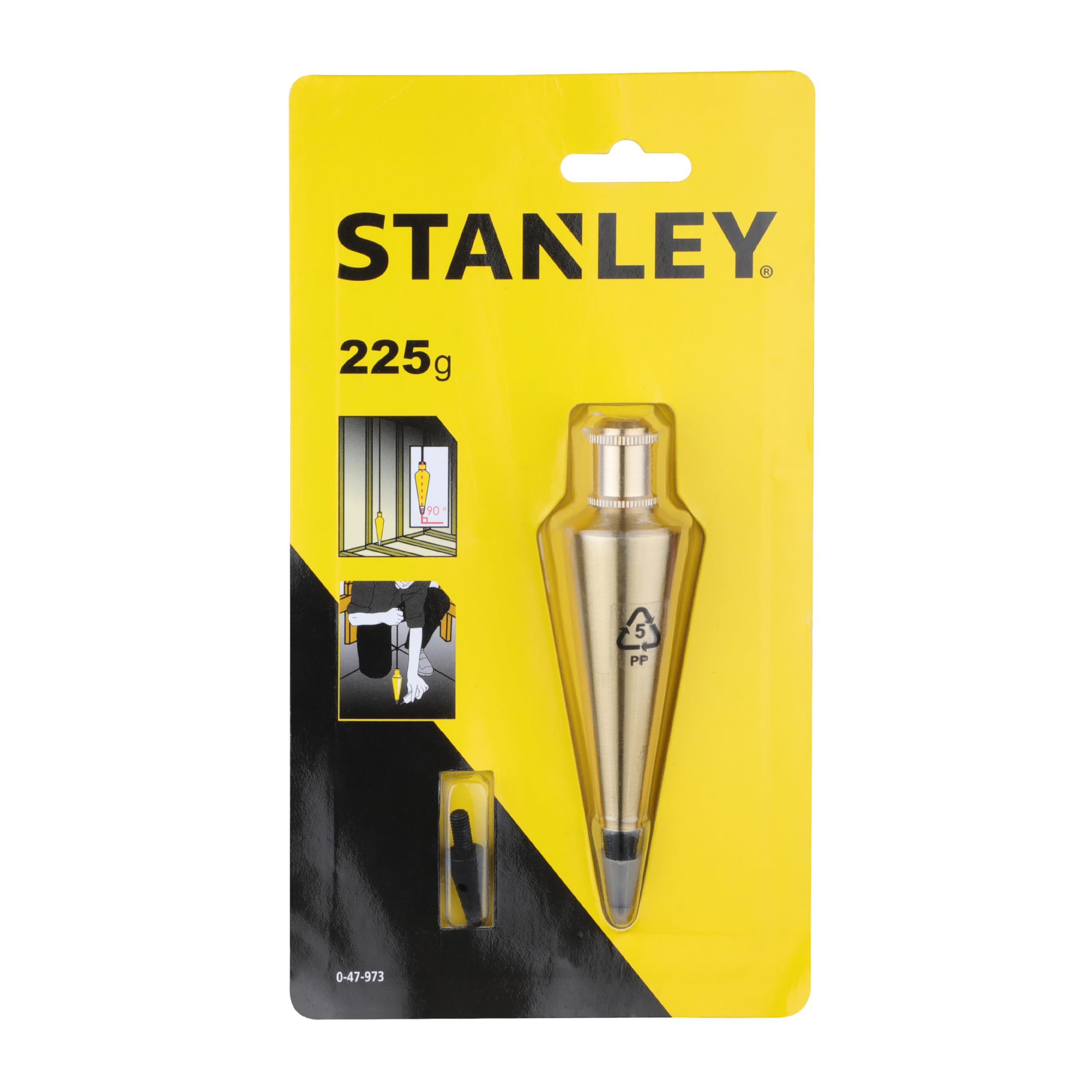 Stanley 0-47-973 Brass Plumb Bob, Gold, 225 g