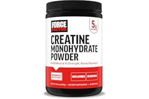 Force Factor Creatine Monohydrate Powder, 5g Micronized Dose to Support Muscle Growth, Strength, Recovery, Cognitive Health & Memory, Unflavored, 60 Servings