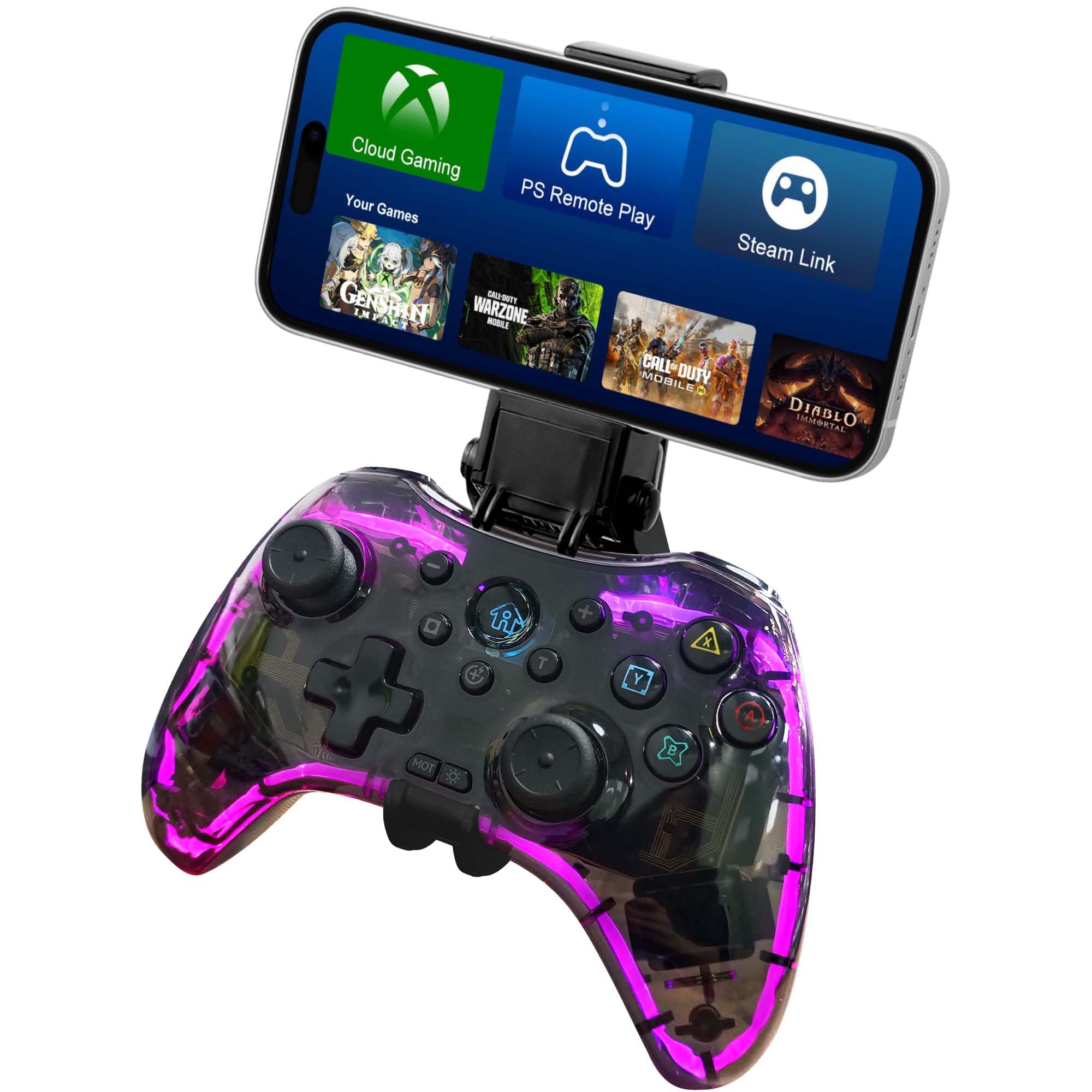 Photo 1 of Joso Bluetooth Controller for Switch/PC/iPhone/Android/Apple Arcade MFi Games/Steam, Pro Wireless Game Controller with Phone Mount/Custom Buttons, Macro, Turbo, Dual Vibration