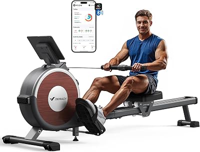 MERACH Rowing Machine Magnetic Rower 16 Levels Quiet App Compatible