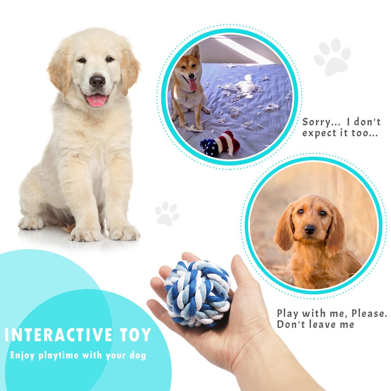 Pecute Dog Toys Puppy Pet Cotton Rope Toys Durable Chew Toy Set for Small and Medium Dogs - 6 Pack