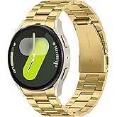 Suphart Metal Bands Compatible with Samsung Galaxy Watch 7 6 5 4 FE Band 44mm 40mm/Galaxy Watch 6 Classic 47mm 43mm/5 Pro 45mm, No Gap Stainless Steel Strap for Women and Men, Gold