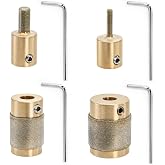 Hedume Set of 4 Glass Grinder Bits, 1 3/4 1/4 1/8 Inch Diamond Grinder Bit Head Tools Combination Set, 4 Sizes Brass Core Stained Glass Grinder Bits &amp; Diamond Grinder Bit Head Tools