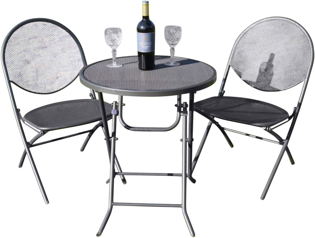 Garden Market Place Cambridge Garden Bistro Set-2 Folding Chairs and a Mesh TopTable, 125 X 99 X 80
