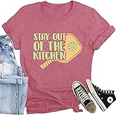 CQF Pickleball Shirts for Women Stay Out of The Kitchen Printed T-Shirt Funny Pickleball Player Lover Tee Tops