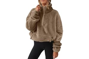 Womens Fleece Lined Half Zip Coat Pullover Funnel Neck Workout Casual Jacket Shirts with Pocket