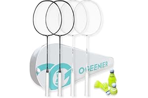 OGEENIER Badminton Rackets Set of 4, Badminton Racket with 6 Nylon Shuttlecocks