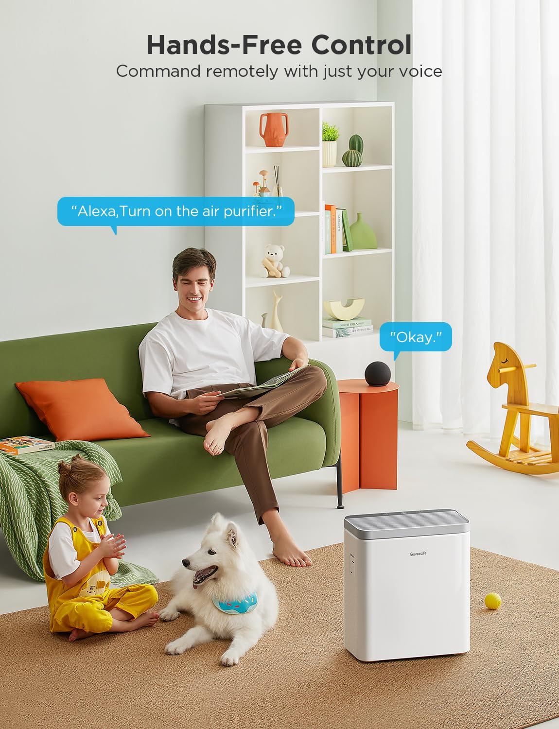 GoveeLife Smart Air Purifier for Home Large Rooms, Covers up to 1046 ft², PM2.5 Monitor, Sleep Mode, 3-in-1 Filter Air Purifier with App and Alexa Control for Pet Hair, Odors, Pollen and Smoke