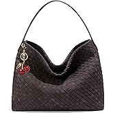 MOPOVO Women's Woven Suede Bag Trendy Suede Purse Crossbody Shoulder Satchel Bags with Woven Details