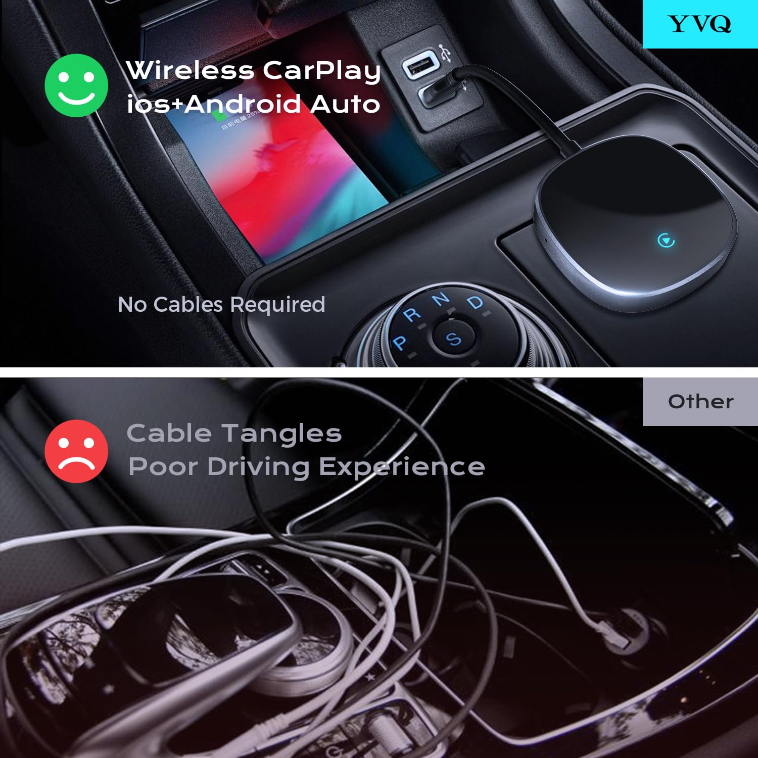 2025 Upgraded Wireless CarPlay Adapter, Hidden Interface, Converts Wired to Wireless, Plug & Play, Compatible with iPhone (iOS 10 and Above) for Cars 2016+ - Black