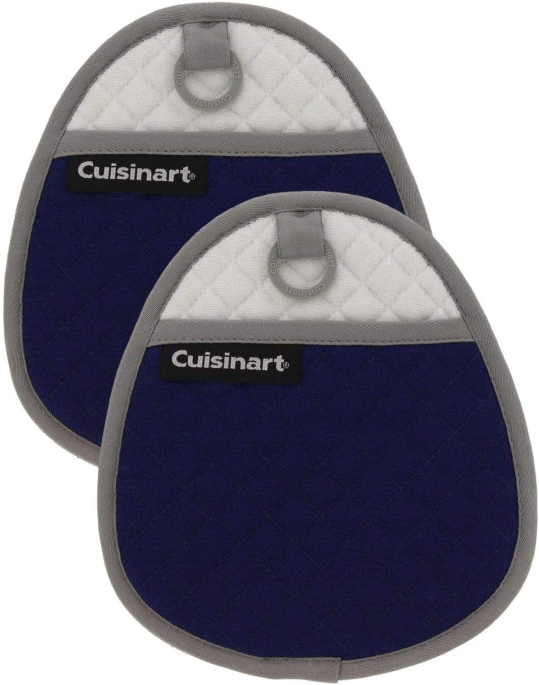 Cuisinart Quilted Silicone Pot Holders and Oven Mitts with Soft Navy