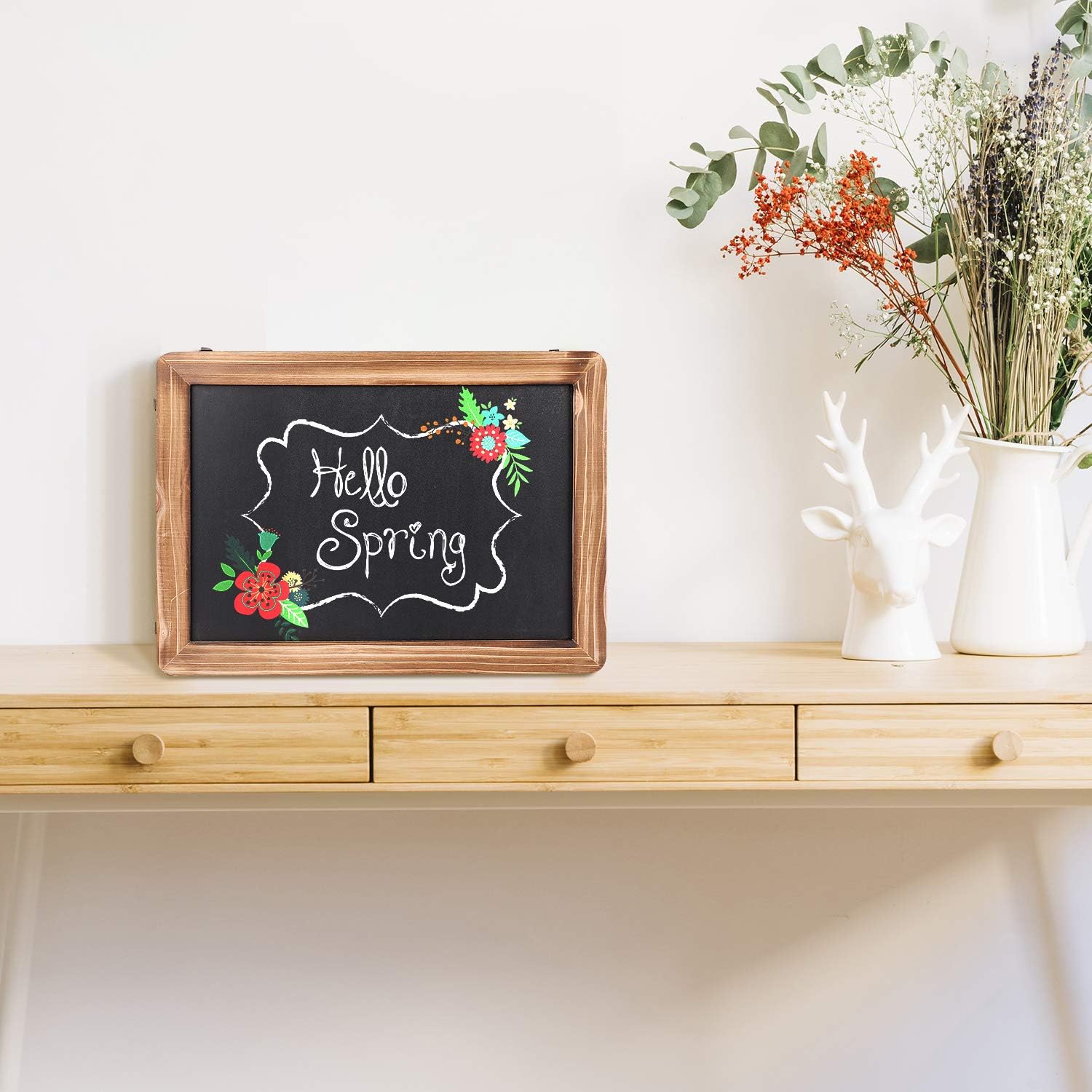 Flexzion Wall Chalkboard Sign Rustic Wooden Framed - (10"x14") Vintage Hanging Decorative Wedding Chalk Board Message Memo Display Black Board for Cafe Bar Restaurant Kitchen Pantry & Wall Decor: Home & Kitchen