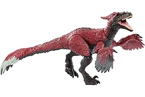 Mattel Jurassic World Hammond Collection Dinosaur Action Figure Toy, Pyroraptor Dino Toy with 14 Articulations, Glass Eyes & Wired Tail