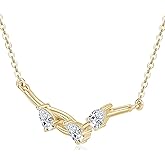 EONFUN 3 Stone Pear Moissanite Pendant Necklace, 1.05cttw D Color 3x5mm Pear Cut Moissanite 925 Sterling Silver 3-Stones Pendant for Women Wife Mom Birthday Gifts