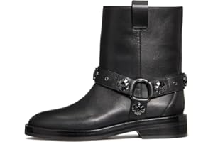 kate spade new york womens Spade Flower Stud Smooth Leather Moto Boot