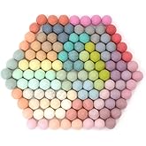 Glaciart One Felt Pom Poms, Wool Felt Balls (120 Pieces) 2 cm – 0.8 Inch, Handmade Felted 30 Pastel Colors (Green, Pink, Blue, Yellow and More) Bulk Small Puff for Felting and Garland