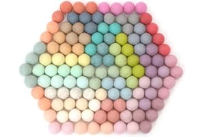 Glaciart One Felt Pom Poms, Wool Felt Balls (120 Pieces) 2 cm – 0.8 Inch, Handmade Felted 30 Pastel Colors (Green, Pink, Blue, Yellow and More) Bulk Small Puff for Felting and Garland