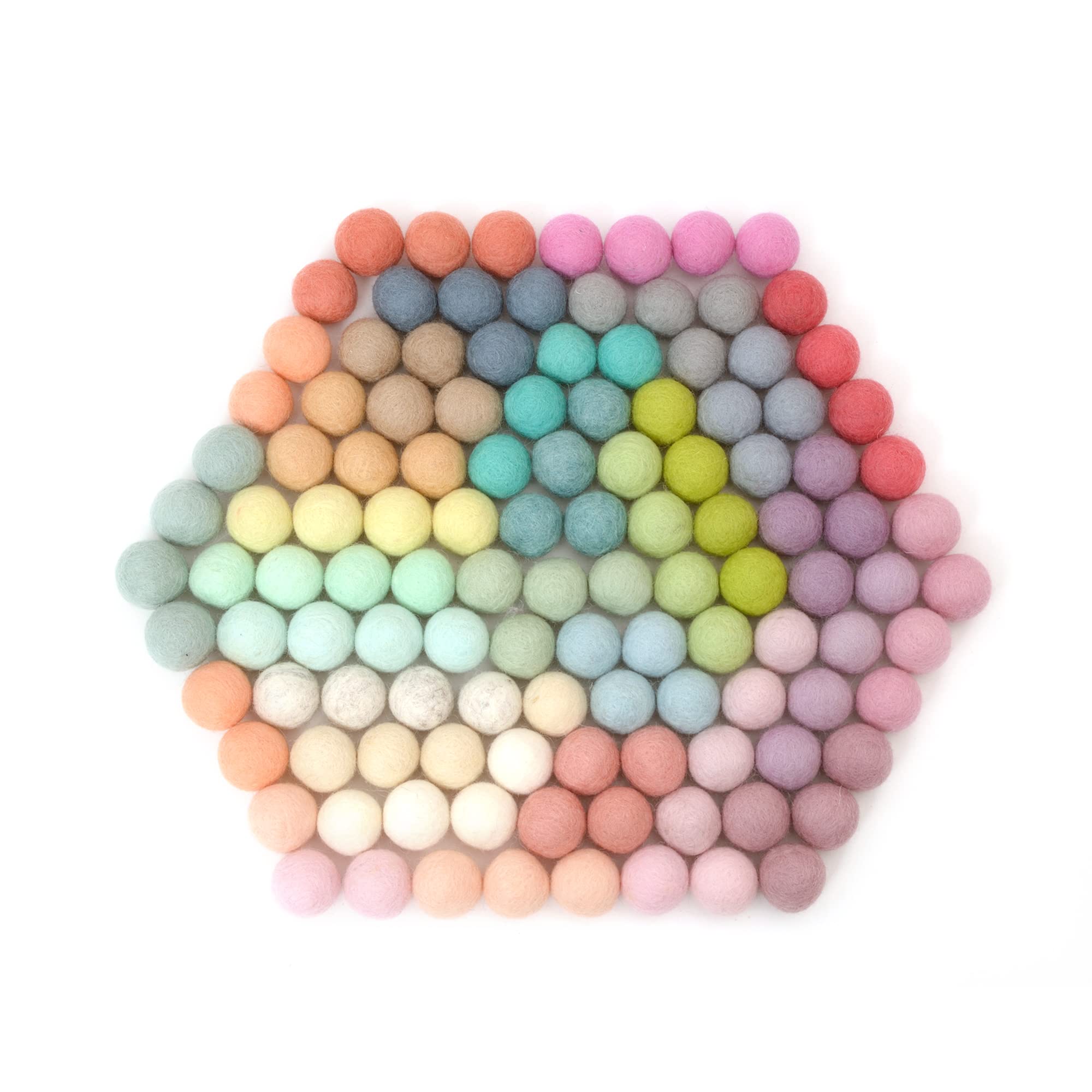 Photo 1 of Glaciart One Felt Pom Poms, Wool Felt Balls (120 Pieces) 3 cm – 1.18 Inch, Handmade Felted 30 Pastel Color Bulk Small Puff for Felting and Garland
