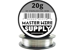 Stainless Steel 316L - 50' - 20 Gauge Wire - 50ft - 0.81mm - 0.032in - Made in USA - Master Wire Supply