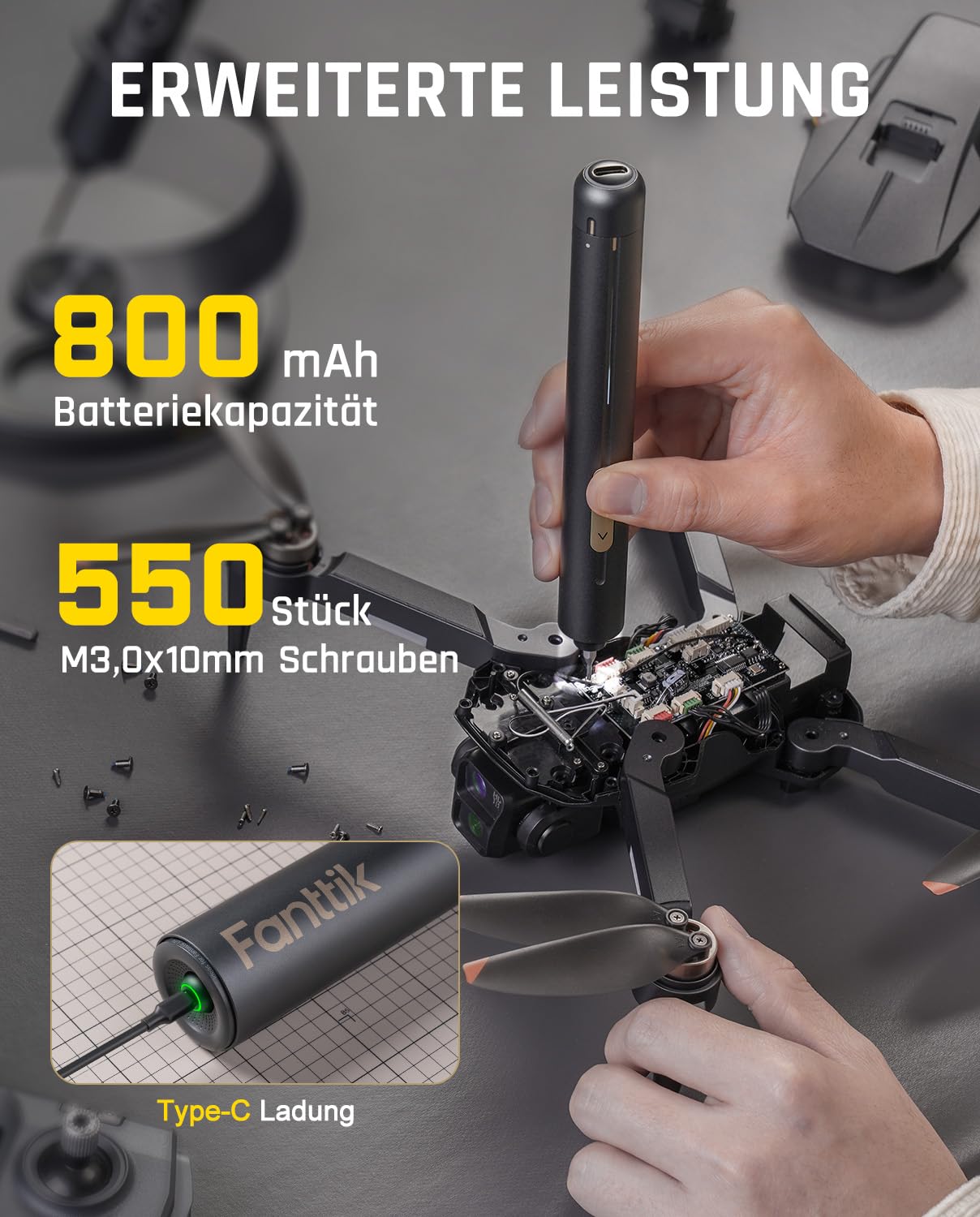 Fanttik E2 Ultra Präzision-Schraubendreher,Elektro Schraubendreher set Grau 4