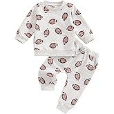 Ysfanwuxi Toddler Baby Boy Girl Football Outfit Rugby Sweatshirt Top Jogger Pants Set 2 Pcs Infant Fall Winter Clothes