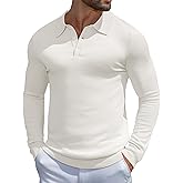 MioRoim Men's Knit Polo Shirts Casual Long Sleeve Polo Sweater Lightweight Button Down Golf Pullover Sweaters