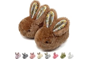 Duovodu Toddler Slippers Girls Boys Kids Bunny House Slipper Winter Cute Rabbit Slippers Warm Soft Plush Fuzzy Slippers Indoor Non-Slip Animal Cartoon Slippers