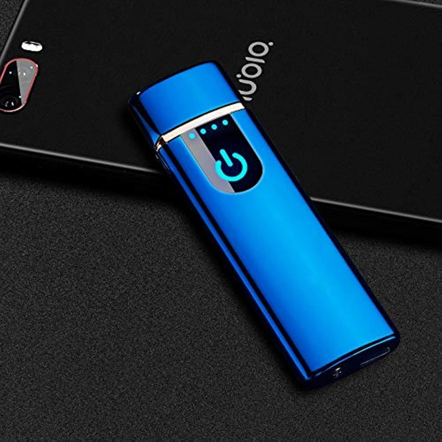 Wiber Rechargeable USB Electronic Lighter Fingerprint Touching LED Sensor Screen Double-sided Ignition Windproof Flameless Candle Lighter