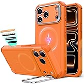 ESR for iPhone 17 Pro Max Case with Stash Stand, 7X Military-Grade Drop Protection with Camera Control, Shock-Absorbing Phone Rugged Cover, Compatible with MagSafe Accessories, Cyber Series, Orange